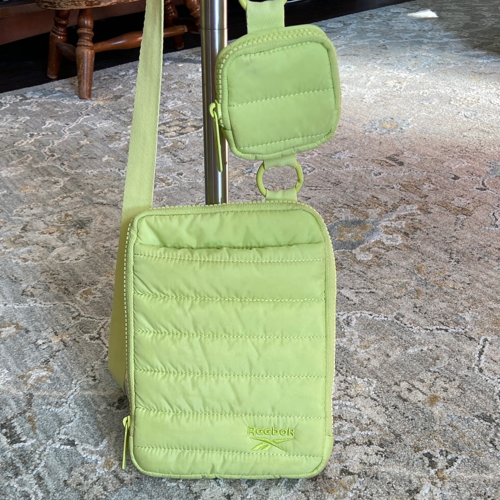 Reebok Neon Green Quilted Shoulder Bag